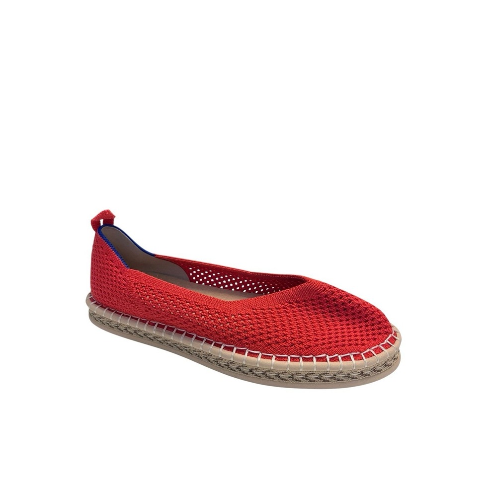 New ROTHY'S Sz 7 The Espadrille Flats Red Hot Comfort Cushion Jute Midsole NWOB